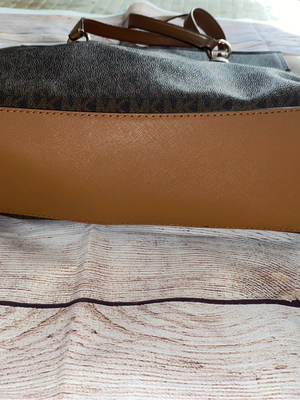 Michael Kors Black & Brown Leather Tech Purse/Tote/Bag with Charm & Tassel